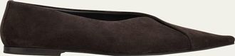 Brunello Cucinelli Suede Square-Toe Ballerina Flats