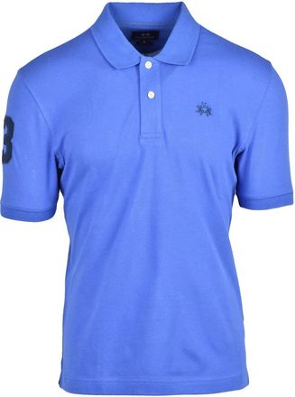 La Martina Blue Cotton-Blend Stretch Polo Shirt