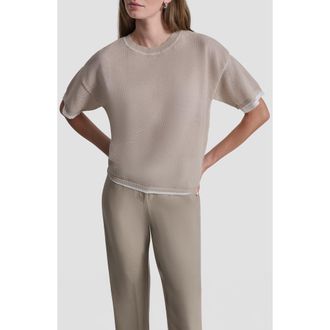 DKNY Boxy Mesh Overlay Top in Pebble/ivory at Nordstrom, Size X-Small