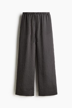 H&M Weite Hose mit Kordelzug - Schwarz/Gestreift