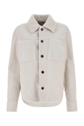 Bottega Veneta Chalk Shearling Oversize Shirt