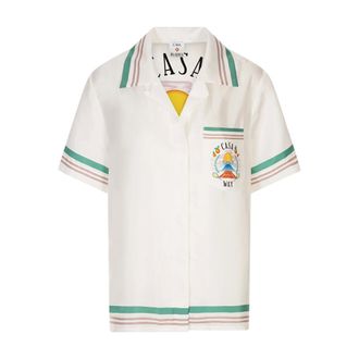 Casablanca Overhemden, Dames, Veelkleurig, S, Casa Way Short Sleeve Silk Shirt