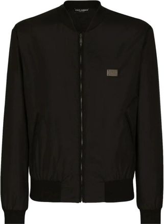 Dolce & Gabbana Nylon jas met merklabel - Heren - Bomber jackets - Zwart - S - Nylon - Jassen
