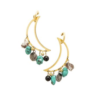 La DoubleJ Crescent Moon Oorbellen - Dames - Oorbellen - Blauw - ONE Size - Accessoires
