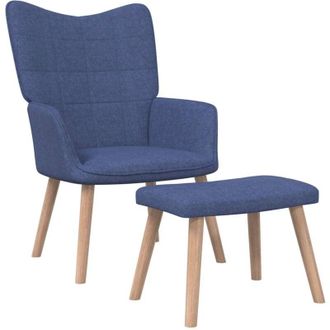 vidaXL Silla De Relajaci&oacute;n Con Reposapi&eacute;s Tela Azul Vidaxl