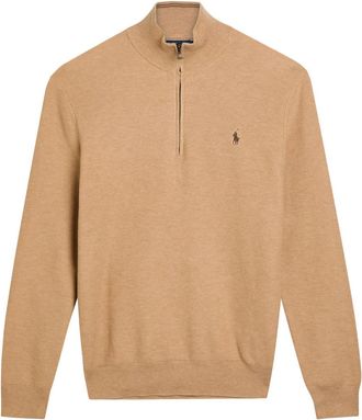 Polo Ralph Lauren Logo Half-zip Cotton Jumper - Camel - Xxl
