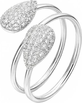 Gold & Honey Womens Pear Wrap Around Ring In Silver