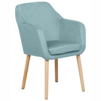 Beliani Beliani - Silla De Comedor Cl&aacute;sica Tapizada En Terciopelo Azul Con Reposabrazos Patas De Madera Yorkville Ii