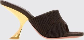 Amina Muaddi Sandali mules Taylor in rafia con tacco scultoreo