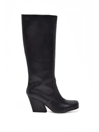 Ernesto Dolani Black Leather Block-Heel Boots