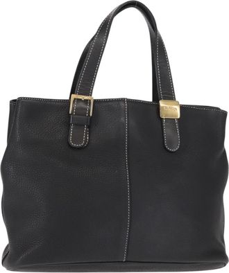 Burberry Vintage Handbag Leather Black Leather Handbag (Pre-Owned)