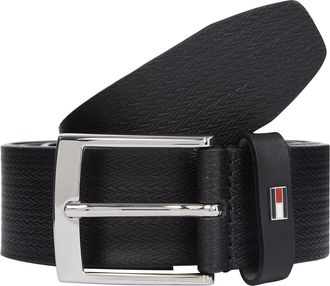 Tommy Hilfiger Lederg&uuml;rtel TOMMY HILFIGER ADAN HERRINGBONE 3.5 cm breit, Herren, Gr. 11,5, schwarz, Rindsleder, unifarben, G&uuml;rtel Lederg&uuml;rtel, Einfachdornschliesse, 