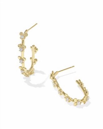 Kendra Scott Womens Mickey Minnie Mouse Hoop Earrings In Gold White Crystal