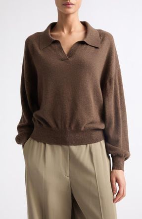 Lisa Yang Katriel Cashmere Polo Sweater in Dark Truffle at Nordstrom, Size 2