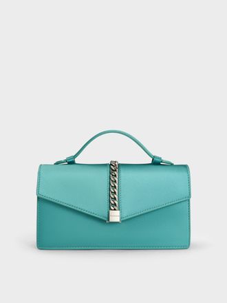 Charles & Keith Taisia Satin Chain-Strap Envelope Bag