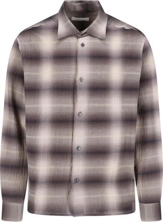 Berner K&uuml;hl Brown Checkered Classic Collar Cotton Shirt
