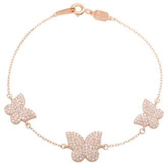 Suzy Levian Rose Sterling Silver Cubic Zirconia Butterfly Bracelet