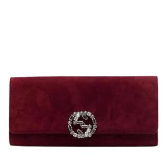 Gucci Pre-owned Suede Clutch - Dames - Pre-owned - Rood - Maat: ONE Size Su&egrave;de