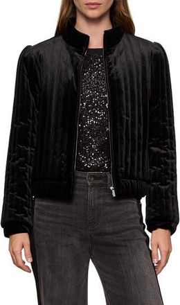 Sanctuary Quilted Velvet Jacket in Black at Nordstrom Rack, Size Xx-Small P