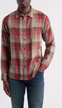 AG - Adriano Goldschmied Mason Plaid Button-Up Work Shirt in Clay Multi at Nordstrom, Size Xx-Large