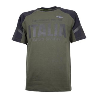 Aeronautica Groen Sport T-shirt met Technische Details - Heren - T-shirts - Groen - M - Katoen - Tops