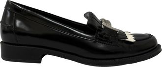Tod's TodS Pre-owned Womens Gommino Fringe Double T Loafers in Black Leather - Size 34.5 EU/IT