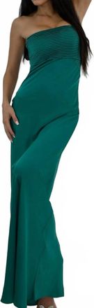 Cotton Candy L.A. Nevilah Strapless Satin Maxi Dress In Emerald