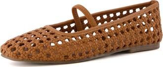 Cushionaire Womens Weavy Squared Toe Woven Ballet Flats In Cognac Woven