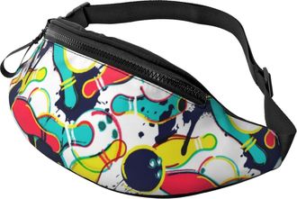Generic Bowling Ball And Pins Pattern Bum Bags Belt Bag Lightweight Bumbags For Travel Ladies Women 14X35Cm