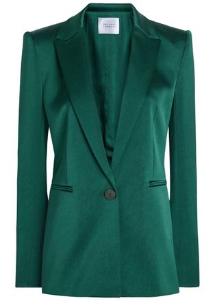 Galvan Sculpted Satin Blazer - Green - 44 (UK16 / XL)