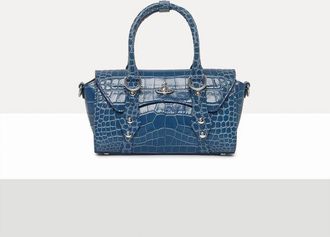 Vivienne Westwood Bettina Mini Crossbody Emboss Croc Leather Blue