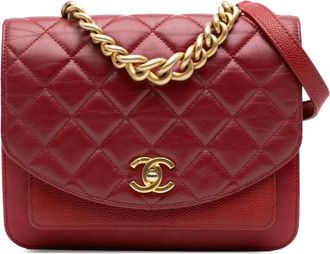 Chanel Borsa a tracolla piccola in pelle di vitello trapuntata e pelle Caviar con catena 2019 - RED