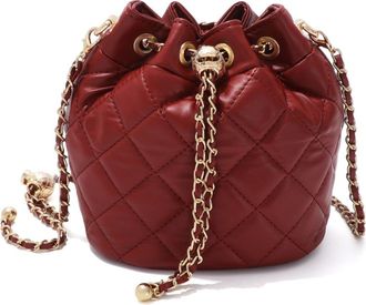 Adornia Quilted Faux Leather Bucket Bag in Red at Nordstrom Rack