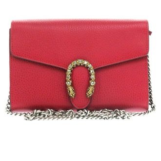 Gucci Red Color Leather Chain/Shoulder Wallet (Pre-Owned)