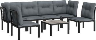 vidaXL Vidaxl - Juego De Muebles De Jard&iacute;n 7 Pzas Rat&aacute;n Sint&eacute;tico Negro Y Gris