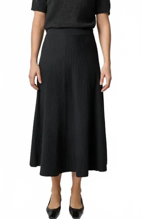 Lilla P Flared Knit Skirt In Black