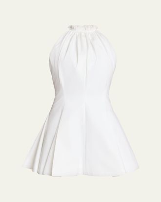 Balmain Cotton Poplin Halter Mini Dress