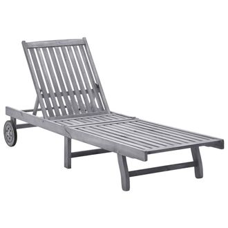Berkfield Home Sun Lounger Solid Acacia Wood in Light Grey