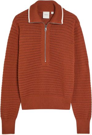Varley Morwenna Half-zip Cotton-knit Jumper - Bronze - Xxs (UK4 / Xxs)