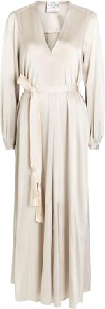 Forte_Forte Forte_forte Belted Silk-satin Midi Dress - Grey - 0 (UK 6 / XS)