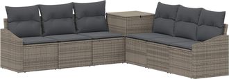 vidaXL Juego De Sof&aacute; 7 Uds. Gris Y Gris Oscuro Rat&aacute;n Sint&eacute;tico Y Acero Vidaxl