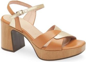 Wonders Soraya Colorblock Platform Sandal in Iseo Cuero Brown/Gold at Nordstrom, Size 9.5-10Us