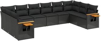 vidaXL Vidaxl - Set De Sof&aacute;s De Jard&iacute;n 10 Pzas Cojines Rat&aacute;n Sint&eacute;tico Negro