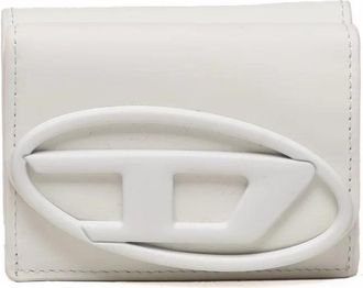 Diesel Minimalist White Polyurethane Wallet With Fold-Over Flap And Emblem Detail