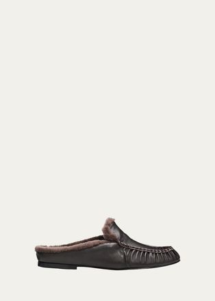 Vince Tevin Shearling Suede Mules