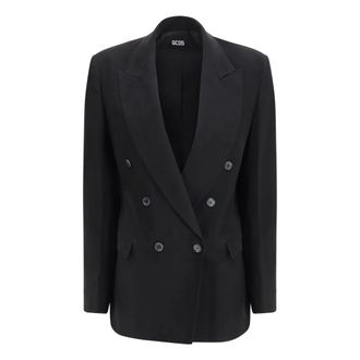 GCDS Gcds - Dubbele-Rij Blazer - Dames - Jassen - Zwart - Maat: L Viscose