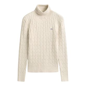 GANT Maglione Dolcevita in Cotone Elasticizzato a Treccia - - Knitwear - Donna - Beige - XL
