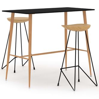 vidaXL Juego De Mesa Alta Y Taburetes De Bar 3 Piezas Negro Vidaxl