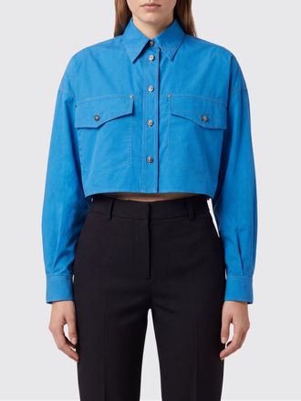 Versace Camicia cropped in cotone con spalle cadute e tasche con patta