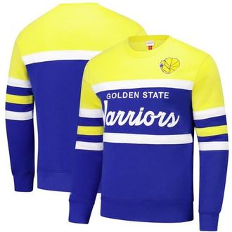 Mitchell & Ness Mens Mitchell & Ness Royal/Gold Golden State Warriors Hardwood Classics Vintage Logo Head Coach Pullover Sweatshirt at Nordstrom, Size Xxx-Large